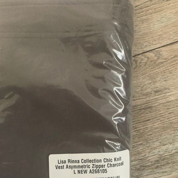 NWT LISA RINNA CHIC ASYMMETRIC CHARCOAL ZIP VEST LARGE - Picture 11 of 11